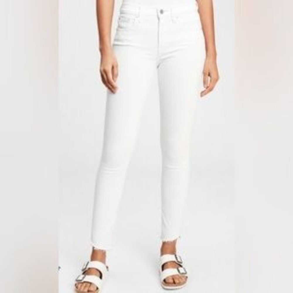 Mid Rise True Skinny Ankle Jeans with Raw Hem